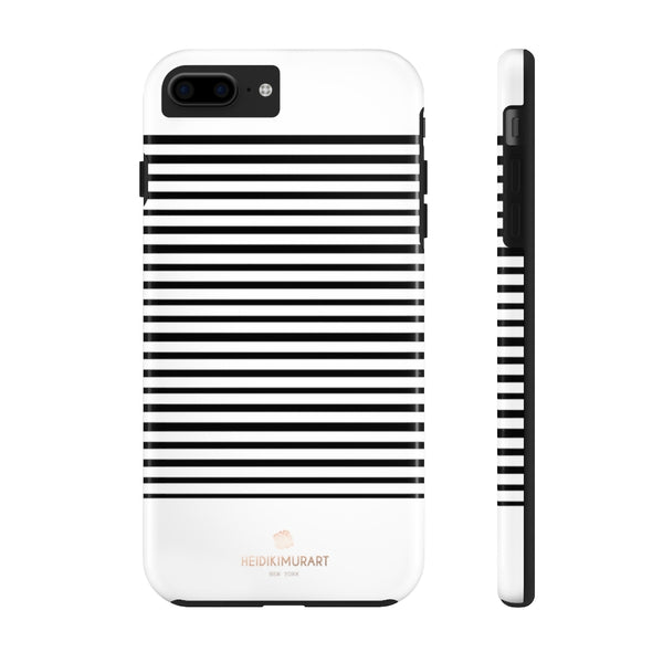 Black White Striped iPhone Case, Case Mate Tough Samsung Galaxy Phone Cases-Phone Case-Printify-iPhone 7 Plus, iPhone 8 Plus Tough-Heidi Kimura Art LLC