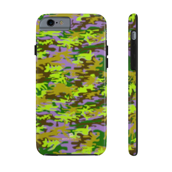 Purple Green Camo iPhone Case, Case Mate Tough Samsung Galaxy Phone Cases-Phone Case-Printify-iPhone 6/6s Tough-Heidi Kimura Art LLC