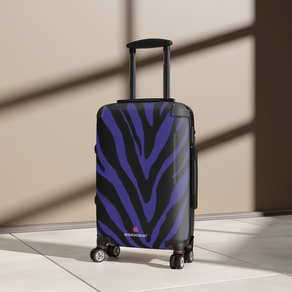 Purple Zebra Striped Print Suitcases, Zebra Striped Animal Print Designer Suitcase Luggage (Small, Medium, Large)
