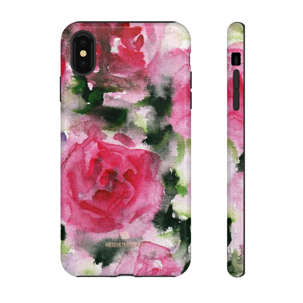 Pink Rose Floral Tough Cases, Flower Print Best Designer Phone Case-Made in USA-Phone Case-Printify-iPhone XS MAX-Glossy-Heidi Kimura Art LLC