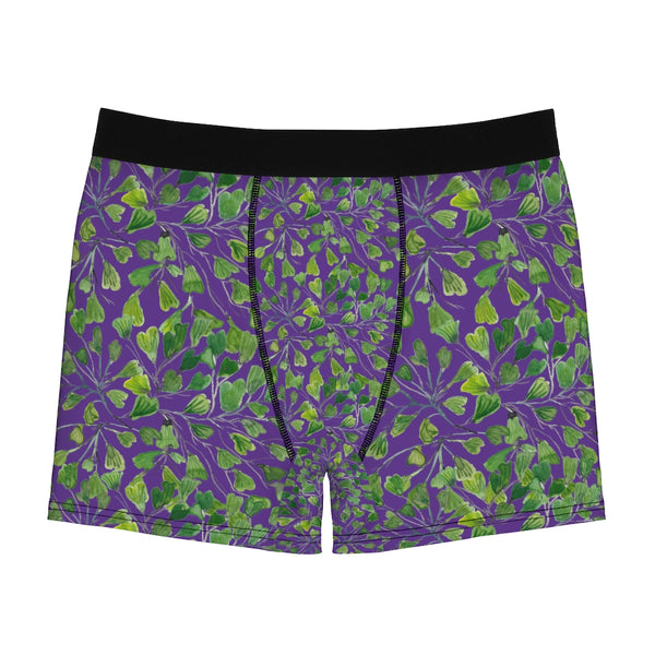 Purple Maidenhair Men's Boxer Briefs, Green Tropical Fern Leaf Print Underwear For Men-All Over Prints-Printify-Heidi Kimura Art LLC