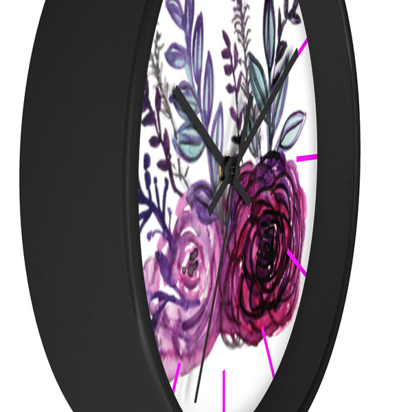 Purple Rose Garden Fairy Rose Floral 10 inches Diameter Wall Clock - Made in USA-Wall Clock-Heidi Kimura Art LLC