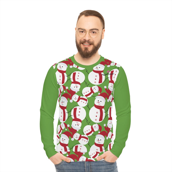 Christmas Snowman Green Lightweight Sweatshirt, Men's Christmas Shirt