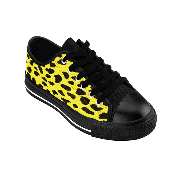 Yellow Leopard Men's Sneakers, Cheetah Animal Print Fashion Designer Men's Low Tops, Premium Men's Nylon Canvas Tennis Fashion Sneakers Shoes (US Size: 7-14)