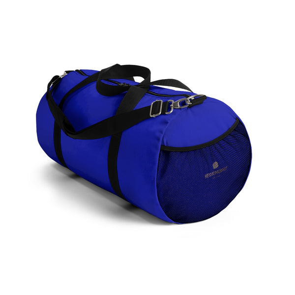Blue Solid Color All Day Small Or Large Size Duffel Gym Bag, Made in USA-Duffel Bag-Heidi Kimura Art LLC