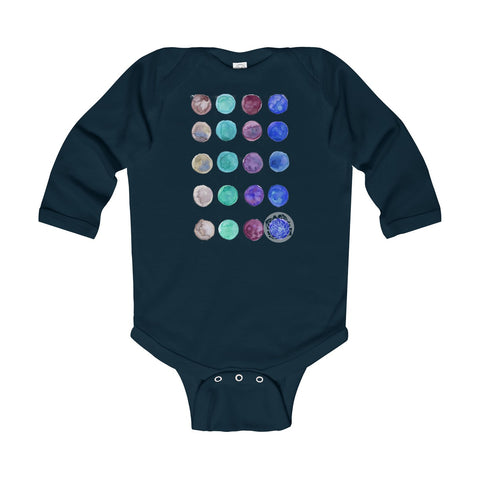 Polka Dots Infant Long Sleeve Bodysuit - Made in United Kingdom (UK Size: 6M-24M)-Kids clothes-Navy-18M-Heidi Kimura Art LLC