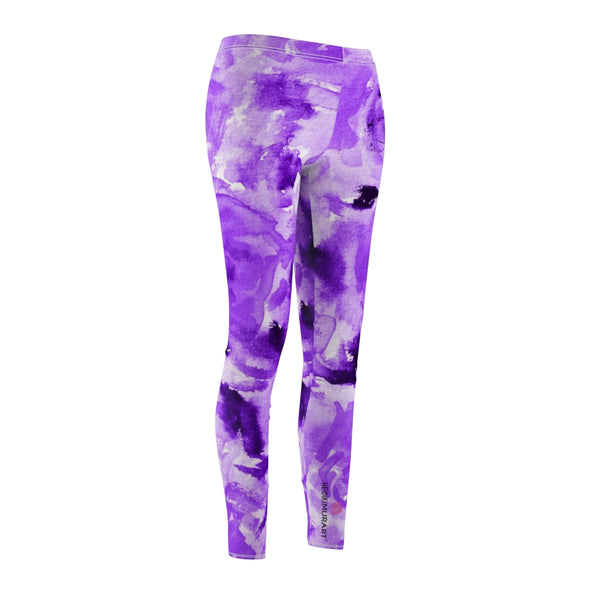 Purple Abstract Print Casual Leggings