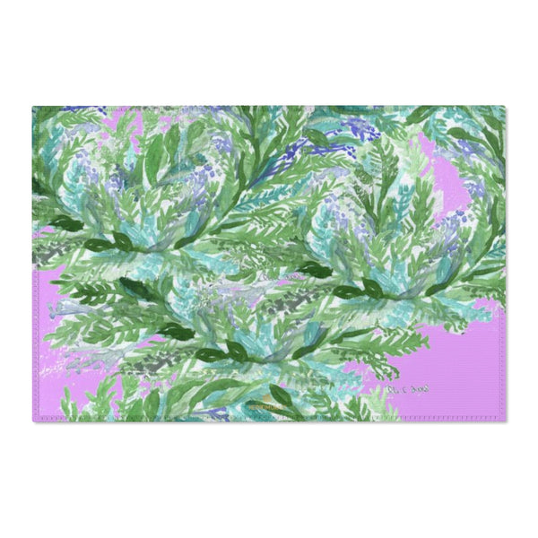 Pink Lavender Floral Print Designer 24x36, 36x60, 48x72 inches Area Rugs- Printed in the USA-Area Rug-36" x 24"-Heidi Kimura Art LLC