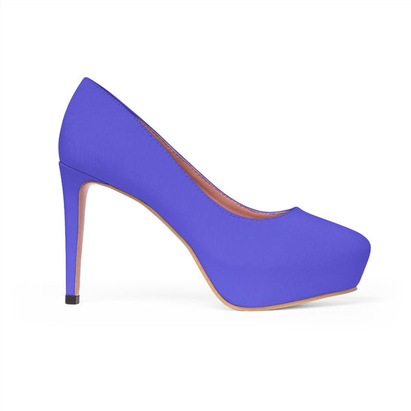 Bright Purple Solid Color Print Luxury Premium Women's Platform Heels (US Size: 5-11)-4 inch Heels-Heidi Kimura Art LLC