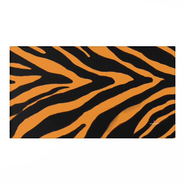 Zebra Animal Print Dornier Rug, Bright Orange and Black Zebra Stripes Animal Print Woven Indoor Carpet For Home or Office, Modern Basics Essential Premium Best Designer Durable Woven Skid-Resistant Premium Polyester Indoor Carpet Area Rug - Printed in USA (Size: 20"x32"(1'-8"x2'-8"), 35"×63"(2'-11"x5'-3"), 63"×84"(5'-3"x7'-0"))