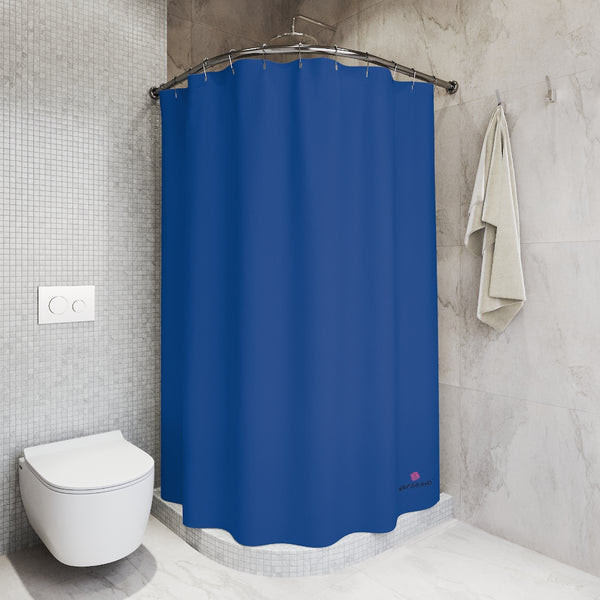 Navy Blue Polyester Shower Curtain, Modern Minimalist Solid Color Print 71" × 74" Modern Kids or Adults Colorful Best Premium Quality American Style One-Sided Luxury Durable Stylish Unique Interior Bathroom Shower Curtains - Printed in USA