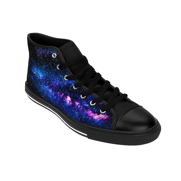 Blue Purple Galaxy Universe Space Print Men's High-top Sneakers Tennis Shoes-Men's High Top Sneakers-Heidi Kimura Art LLC