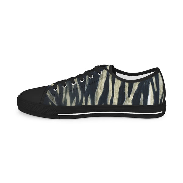 Black Tiger Men's Tennis Shoes, Animal Print Tiger Stripes Best Breathable Designer Men's Low Top Canvas Fashion Sneakers With Durable Rubber Outsoles and Shock-Absorbing Layer and Memory Foam Insoles (US Size: 5-14)