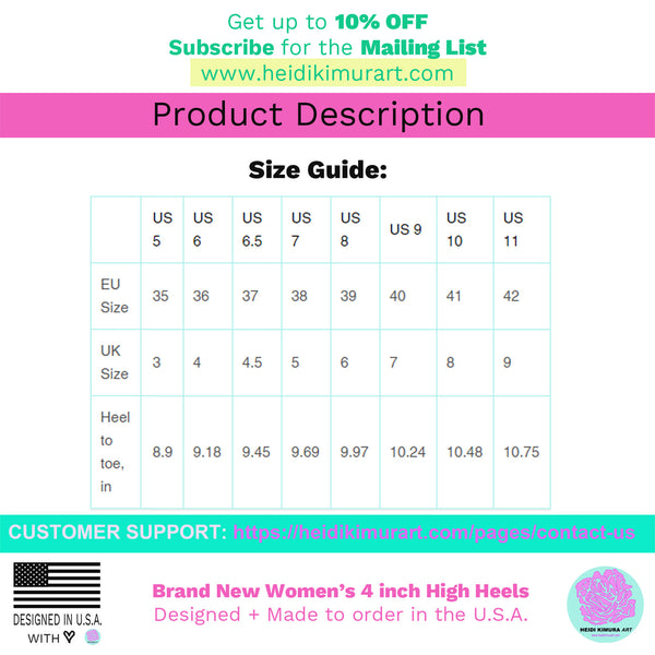 Pink Floral Women's Platform Heels, Mixed Flower Print 4 inch High Heel Shoes(US Size: 5-11) - Heidikimurart Limited 