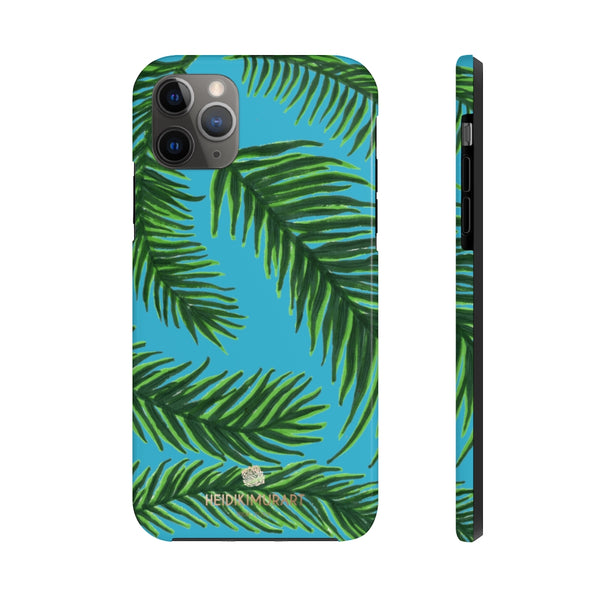 Sky Blue Tropical Print Phone Case, Palm Leaf Case Mate Tough Phone Cases-Made in USA - Heidikimurart Limited 