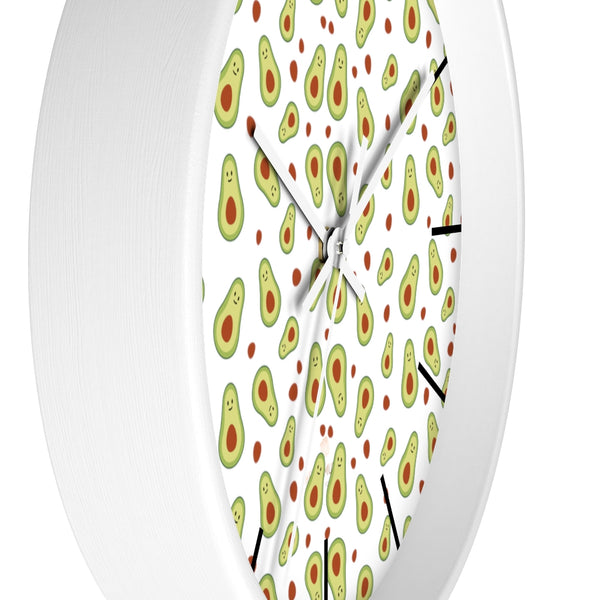 Avocado Print Large Wall Clocks, 10" Dia. Clock For Avocado Vegan Lovers- Made in USA-Wall Clock-Heidi Kimura Art LLC