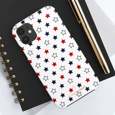 American Patriotic Print Phone Case, Star Print Case Mate Tough Phone Cases-Made in USA - Heidikimurart Limited  American Patriotic Print Phone Case, White Blue Red July 4th American Style Modern Designer Case Mate Tough Phone Case For iPhones and Samsung Galaxy Devices-Printed in USA