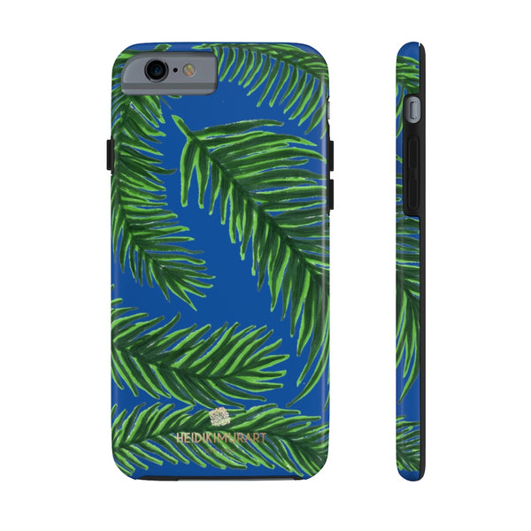 Blue Tropical Print Phone Case, Palm Leaf Case Mate Tough Phone Cases-Made in USA - Heidikimurart Limited 