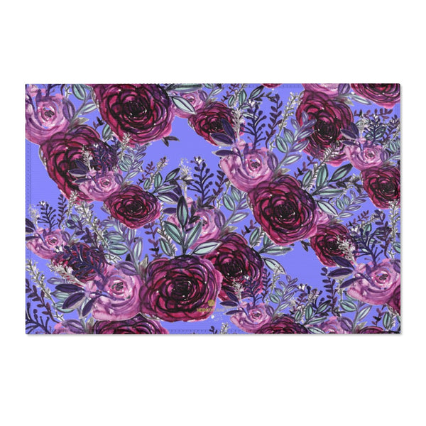 Red Rose Purple Floral Print Designer 24x36, 36x60, 48x72 inches Area Rugs- Printed in the USA-Area Rug-36" x 24"-Heidi Kimura Art LLC
