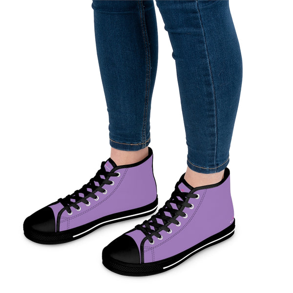 Light Purple Ladies' High Tops, Solid Color Best Women's High Top Sneakers Canvas Tennis Shoes
