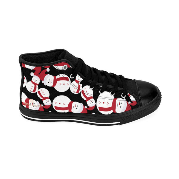 Christmas Black Red White Snowman Men's High-Top Sneakers Footwear Shoes-Men's High Top Sneakers-Heidi Kimura Art LLC