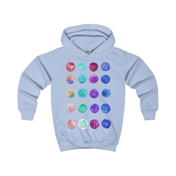 Designer Blue Colorful Cute Polka Dots Kids Hoodie - Made in United Kingdom-Kids clothes-Sky Blue-XS-Heidi Kimura Art LLC