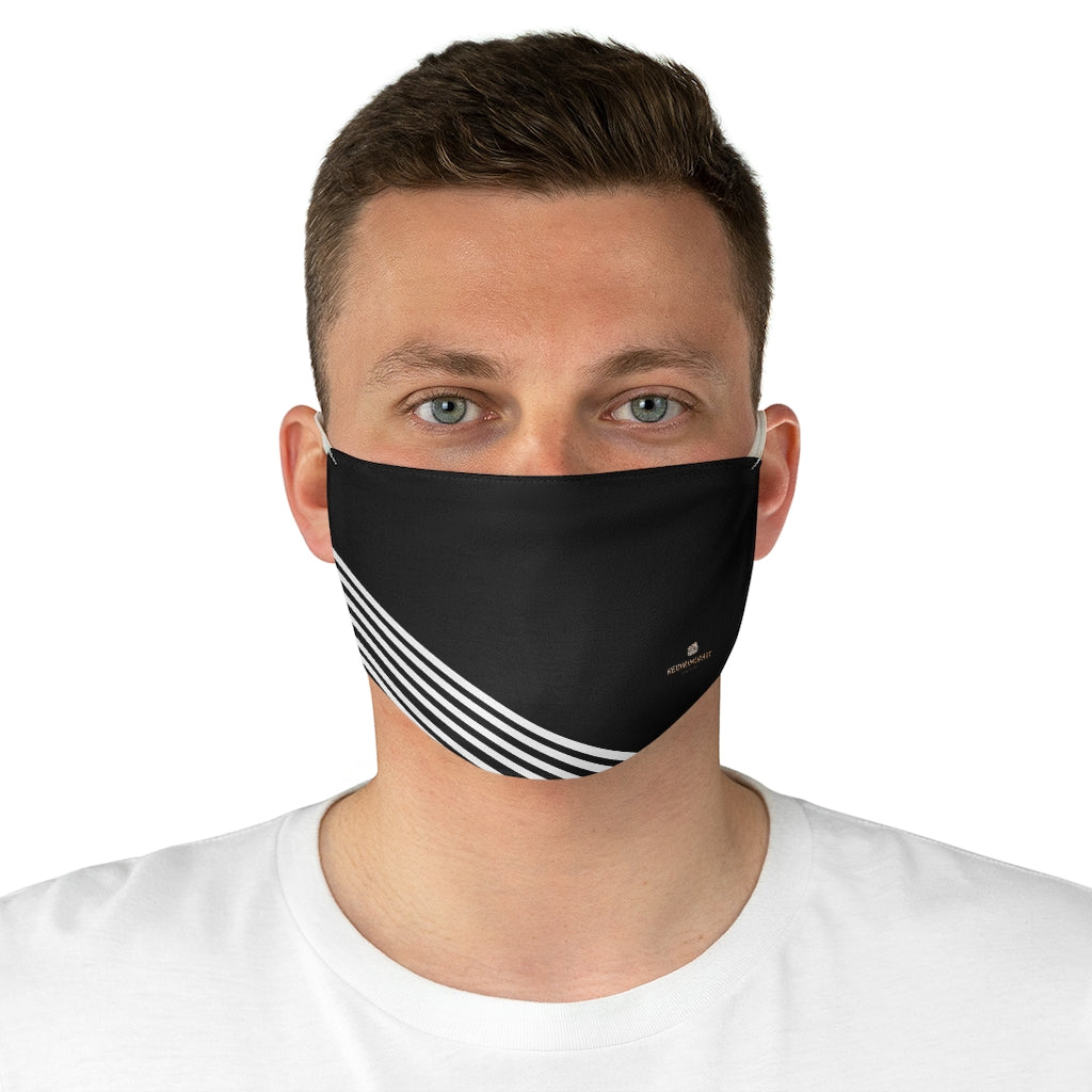 Black Diagonally Striped Face Mask, Adult Size Best Modern Fabric