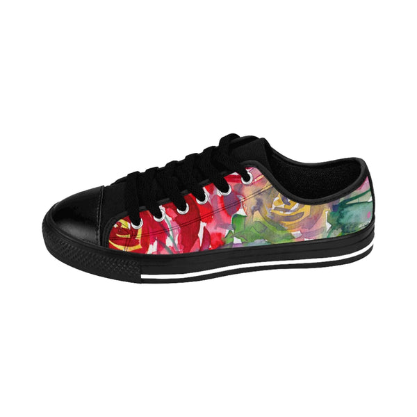 Red Floral Women's Sneakers, Floral Rose Print Best Tennis Casual Shoes For Women (US Size: 6-12)