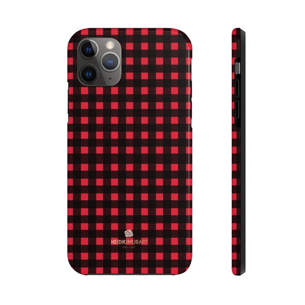 Buffalo Red Plaid Phone Case, Flannel Print Case Mate Tough Phone Cases-Made in USA - Heidikimurart Limited 