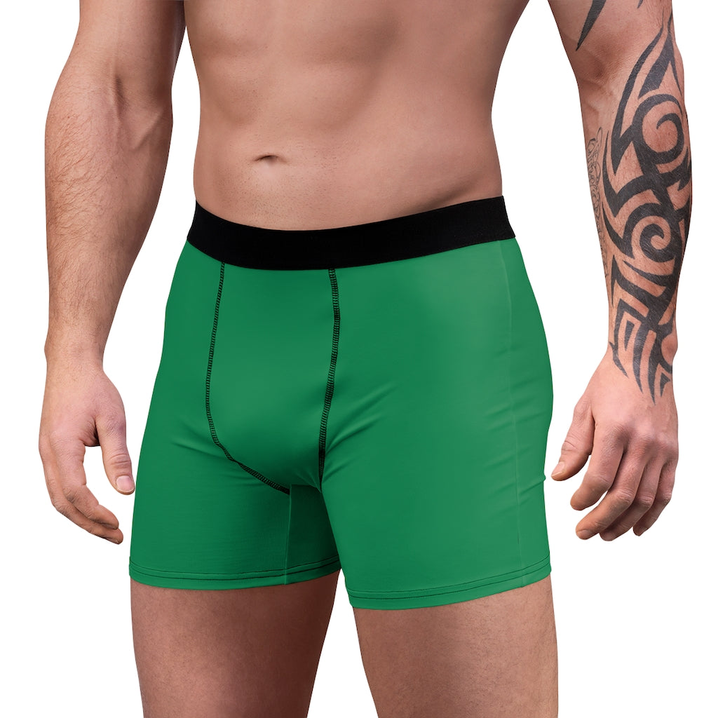 Mens Designer Underwear Boxer Briefs, Green and Black