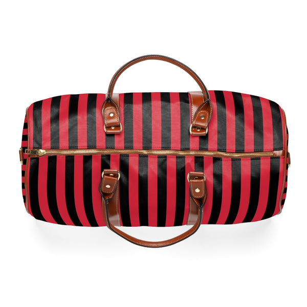 Red Stripe Waterproof Travel Bag