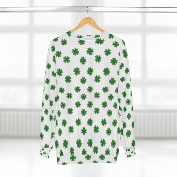 St. Patrick's Day Green Clover Print Unisex Sweatshirt Couples Tops Outfit - Made in USA-Unisex Sweatshirt-Heidi Kimura Art LLC