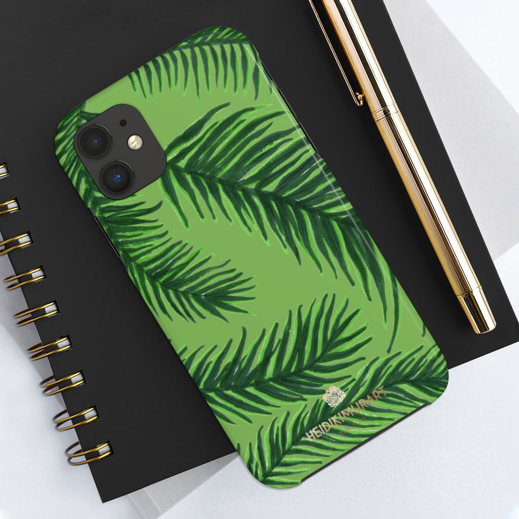 Green Tropical Print Phone Case, Palm Leaf Case Mate Tough Phone Cases-Made in USA - Heidikimurart Limited 