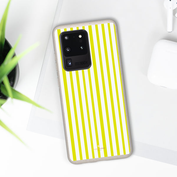 Yellow White Striped Biodegradable Case, Eco-Friendly Compostable Slim Lightweight Phone Case-Phone Case-Printify-WOYC-Heidi Kimura Art LLC