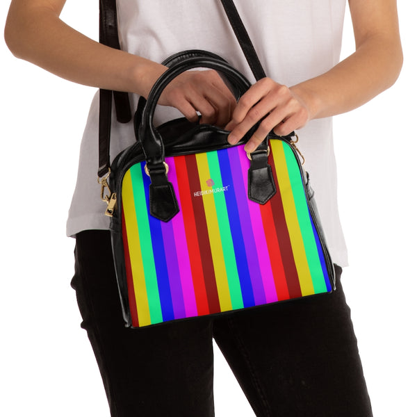 Rainbow Striped Print Shoulder Handbag