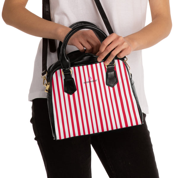 Red Striped Shoulder Handbag