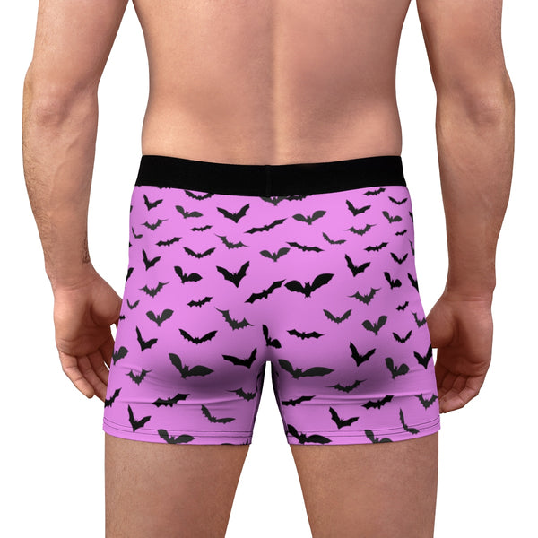 Pink Black Sexy Flying Bats Designer Halloween Gay Men's Boxer Briefs (US Size: XS-3XL)-Men's Underwear-Heidi Kimura Art LLC