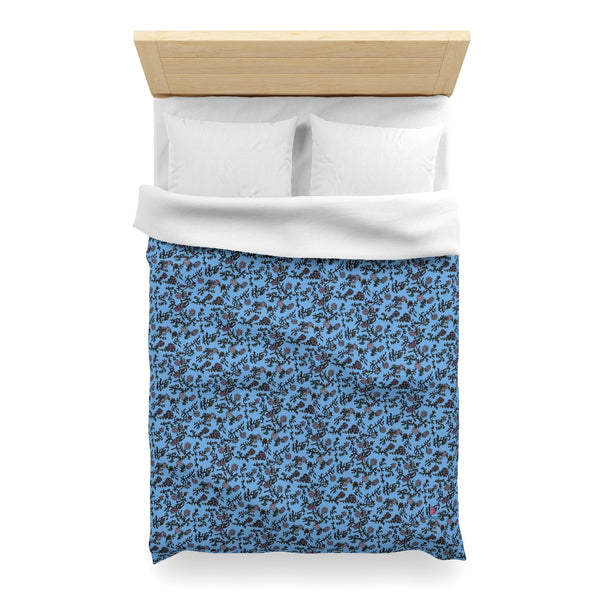 Blue Floral Microfiber Duvet Cover