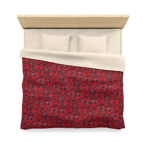 Red Floral Microfiber Duvet Cover