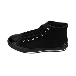 Black Solid Color Premium Quality Men's High-Top Sneakers Running Tennis Shoes-Men's High Top Sneakers-Black-US 9-Heidi Kimura Art LLC