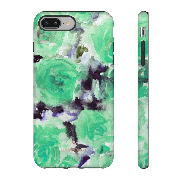 Turquoise Floral Print Tough Cases, Designer Phone Case-Made in USA-Phone Case-Printify-iPhone 8 Plus-Matte-Heidi Kimura Art LLC