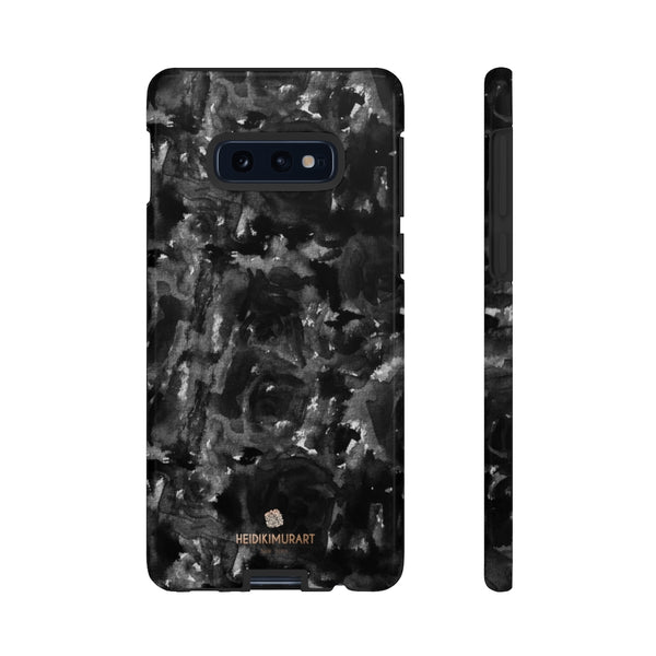 Black Rose Floral Tough Cases, Abstract Print Best Designer Phone Case-Made in USA-Phone Case-Printify-Samsung Galaxy S10E-Glossy-Heidi Kimura Art LLC