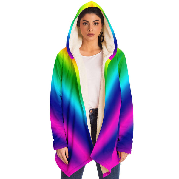 Rainbow Ombre Microfiber Fleece Jacket-Microfleece Cloak - AOP-Subliminator-Heidi Kimura Art LLC