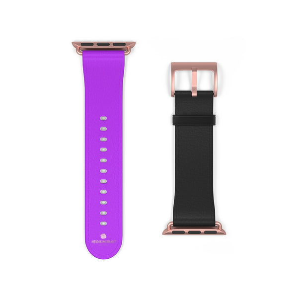 Black Purple Dual Solid Color 38mm/42mm Watch Band For Apple Watch- Made in USA-Watch Band-Heidi Kimura Art LLC