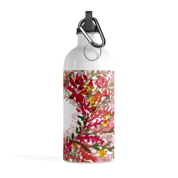 Red Floral Print Stainless Steel 14 oz. Designer Water Bottle - Made in the USA-Mug-14oz-Heidi Kimura Art LLC