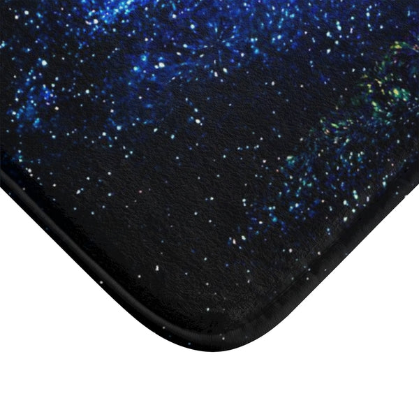 Galaxy Mixed Blue Colors Night Sky Stars Print Bathroom Bath Mat - Made in USA-Bath Mat-Heidi Kimura Art LLC