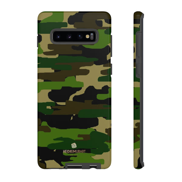 Green Brown Camouflage Phone Case, Army Military Print Tough Designer Phone Case -Made in USA-Phone Case-Printify-Samsung Galaxy S10 Plus-Glossy-Heidi Kimura Art LLC