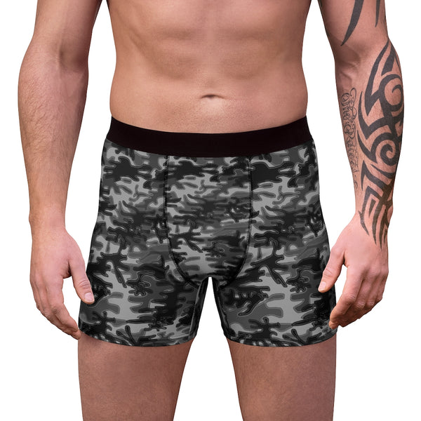 Grey Camo Men's Boxer Briefs, Camoiflage Military Army Print Sexy Underwear-All Over Prints-Printify-Heidi Kimura Art LLC Grey Camo Men's Boxer Briefs, Camouflage Military Army Print Men's Gay Erotic Boxer Briefs Underwear (US Size: XS-3XL)