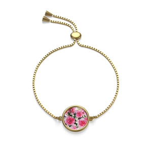 Classical Light Pink French Rose 18K Gold/Sterling Silver Plated Box Chain Bracelet-Bracelet-ashcoin-Golden-Heidi Kimura Art LLC