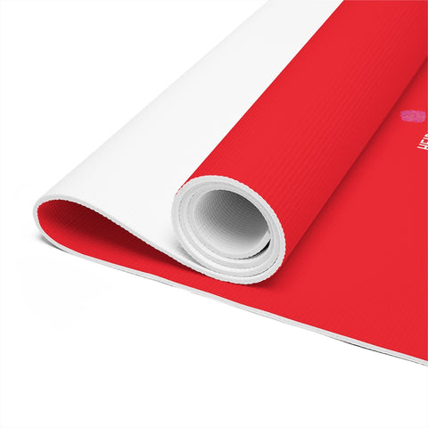 Bright Red Foam Yoga Mat, Solid Bright Red Color Modern Minimalist Print Best Fashion Stylish Lightweight 0.25" thick Best Designer Gym or Exercise Sports Athletic Yoga Mat Workout Equipment - Printed in USA (Size: 24″x72")